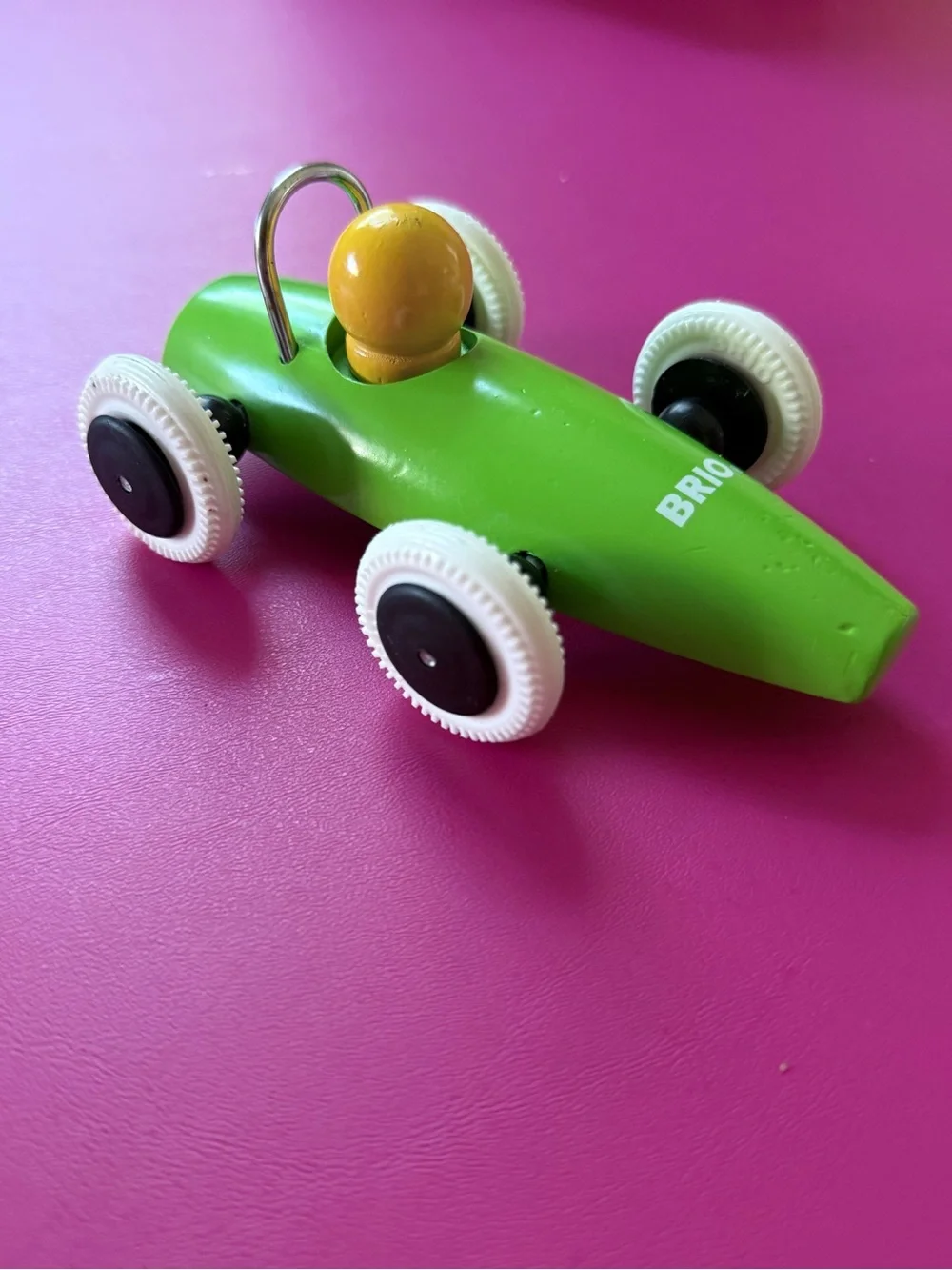 Brio Racecar Wooden Toddler Toy Preschool Kids Lime Green Wood Car Rubber Wheels